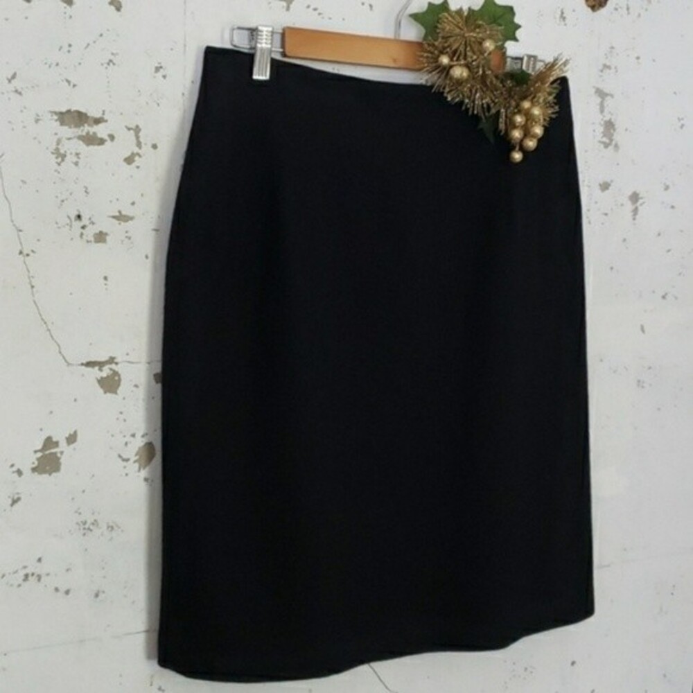 SAVANNAH Women's VINTAGE Academia Wool Teacher Straight Black Midi Skirt 8